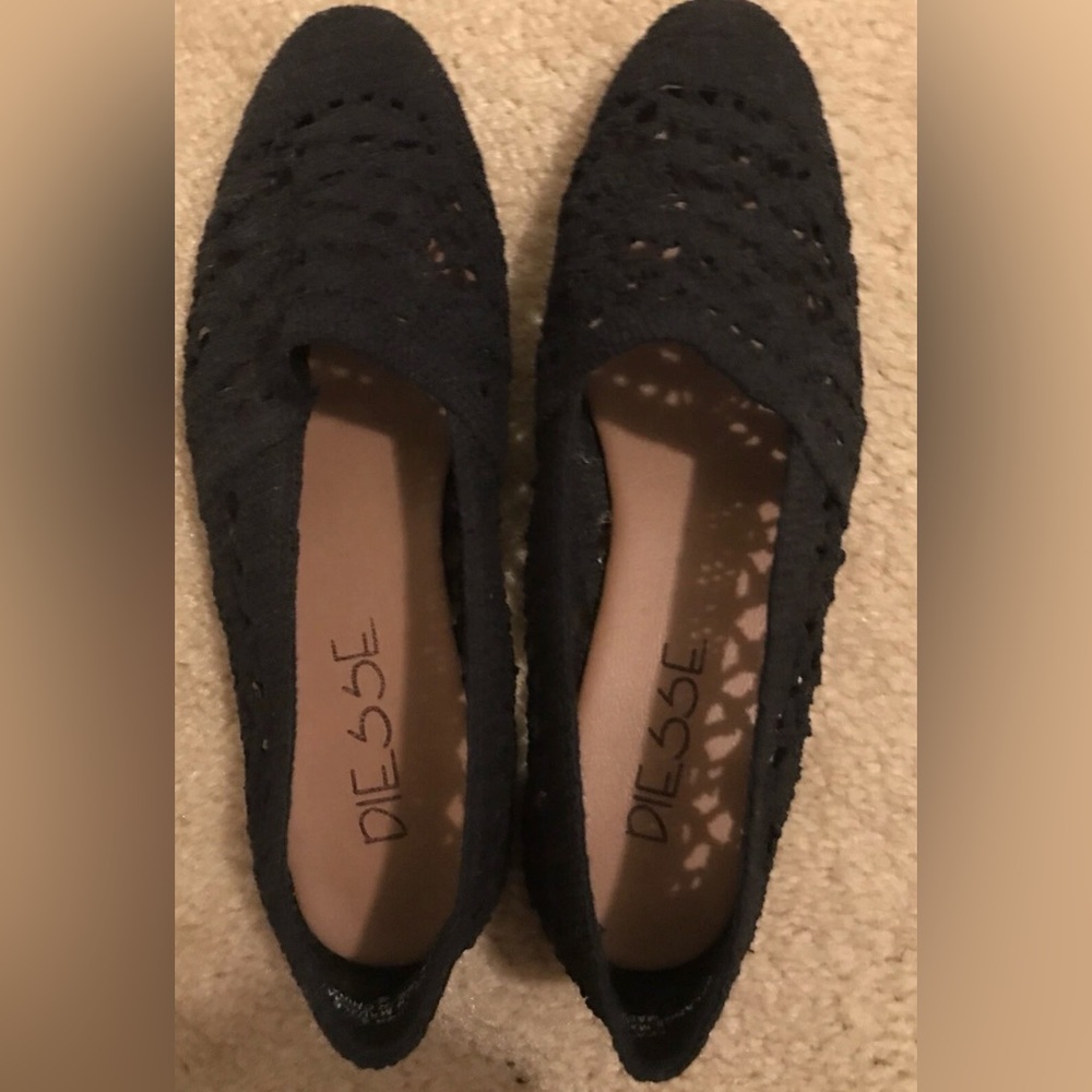 DIESSE Women's Black Loafers Slip ons- SO CUTE